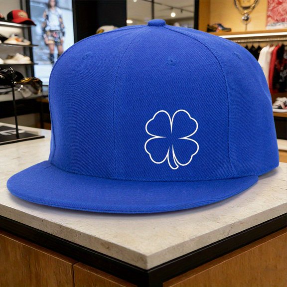 Vergiac Men Four-Leaf Clover Print Hip Hop Baseball Cap Breathable Sun Hat Trendy Street Cap for Outdoor Sports Street Shooting Party