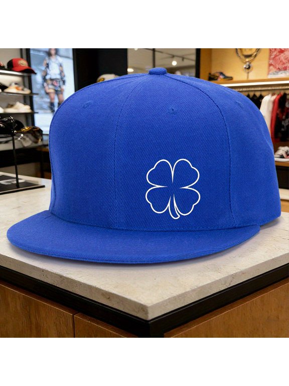 Men Four-Leaf Clover Print Hip Hop Baseball Cap Breathable Sun Hat Trendy Street Cap for Outdoor Sports Street Shooting Party