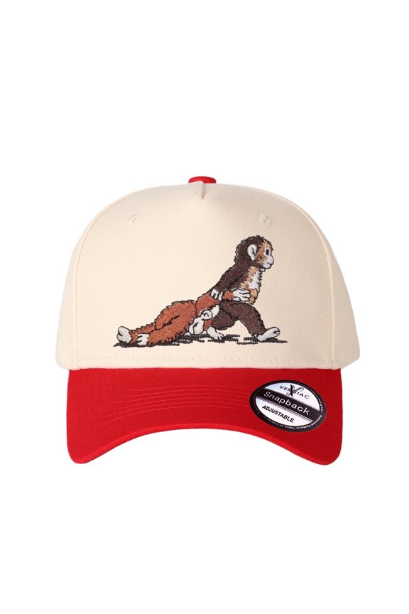 Monkey Embroidered Color Block Trucker Hat, Unisex Adjustable Cotton Breathable Fashion Cap for Travel Daily Outdoor Wear
