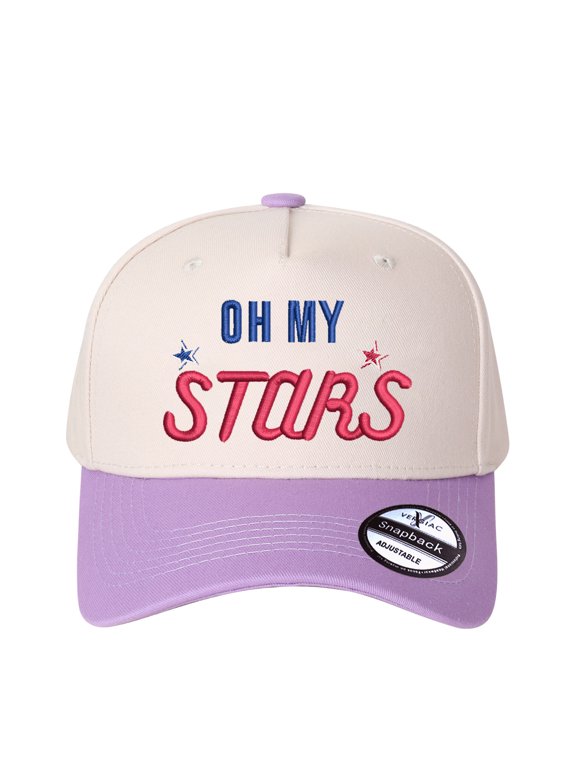 OH MY STARS Letter Embroidered Color Block Trucker Hat, Unisex Adjustable Cotton Breathable Fashion Cap for Travel Daily Outdoor Wear