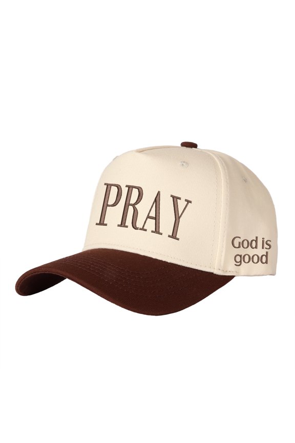 PRAY God is good Letter Embroidered Color Block Trucker Hat Unisex Adjustable Cotton Breathable Fashion Cap for Travel Daily Wear