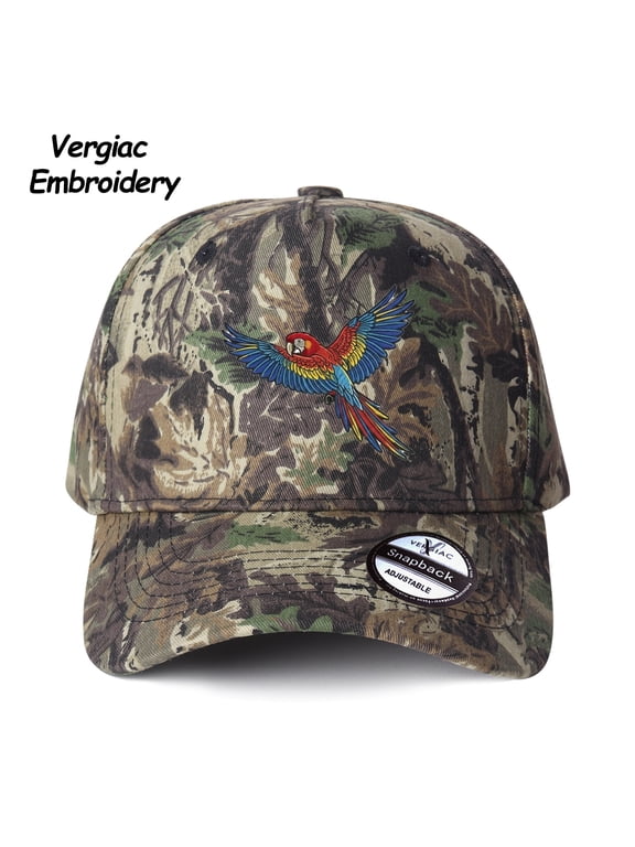 Parrot Embroidered Spliced Trucker Hat Adjustable Unisex Cap for Travel Vacation