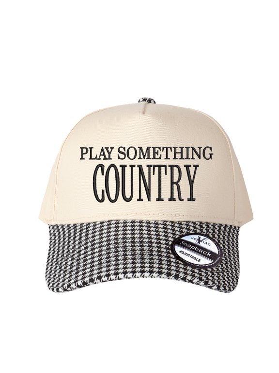 Play Something Country Letter Embroidered Color Block Trucker Hat, Unisex Adjustable Cotton Breathable Fashion Cap for Travel & Daily Wear