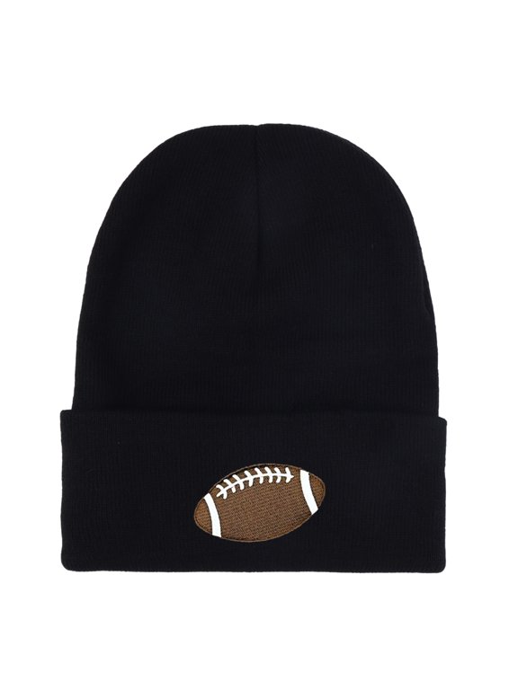 Realistic Super Bowl Football Embroidered Acrylic Knit Beanie, Soft Stretchy Daily Matching Hat, Perfect Unisex Gift for Men & Women