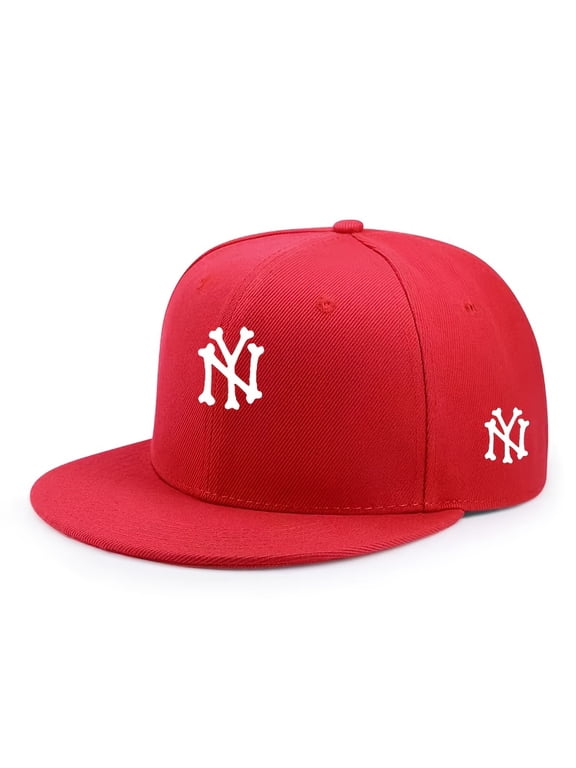 Retro American Style Cap White Flat Brim NY Letter Print Casual Fashion Hat