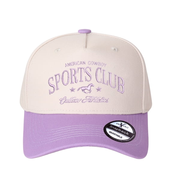 Vergiac SPORTS CLUB Letter Embroidered Color Block Trucker Hat Unisex Adjustable Cotton Breathable Fashion Cap for Travel Daily Wear