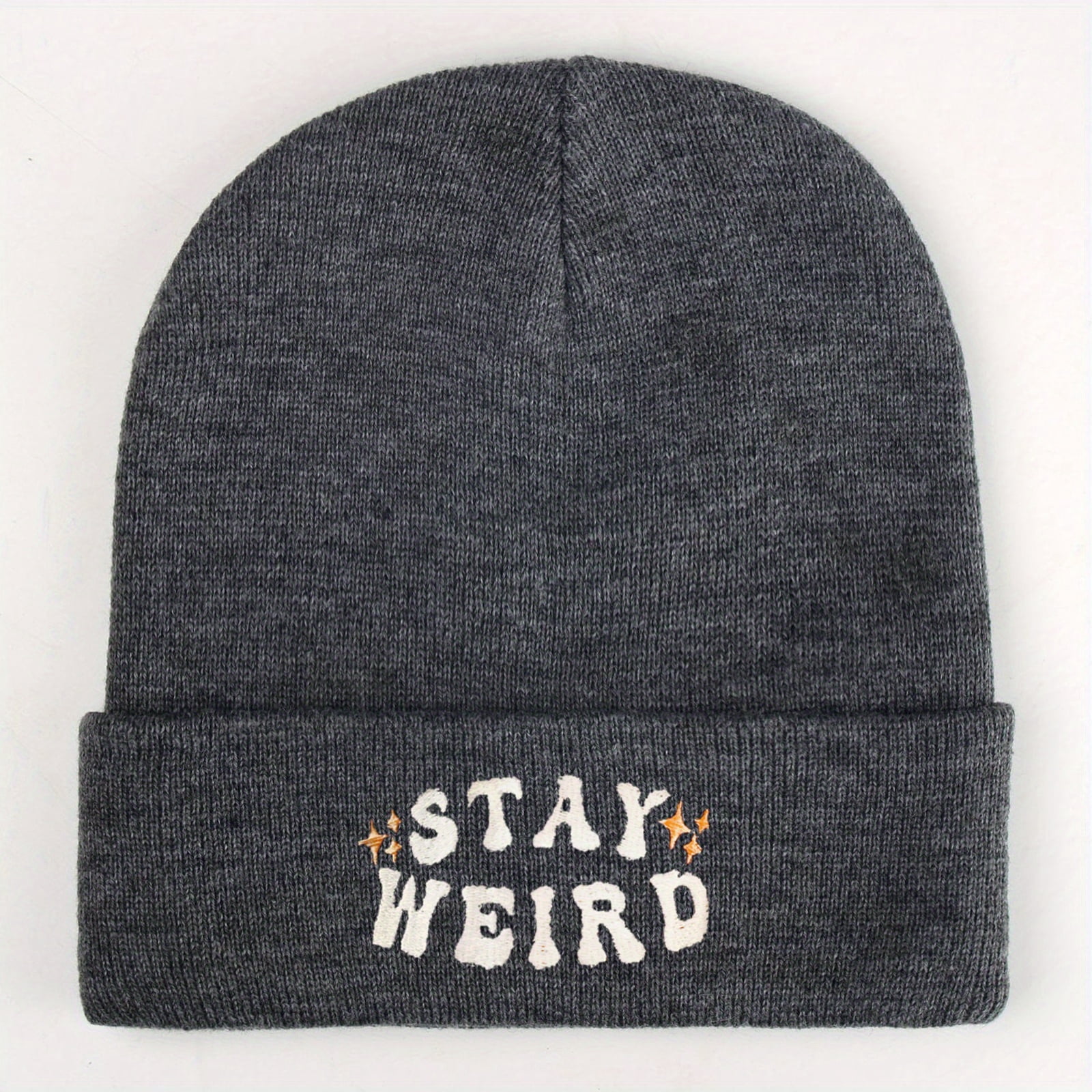 Vergiac STAY WEIRD Letter Embroidered Acrylic Knit Beanie  display picture 1