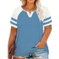thumbnail image 1 of Vergoodr Plus-Size Tops for Women Summer V Neck T Shirts Color Block Raglan Tees, 1 of 5