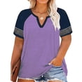 thumbnail image 1 of Vergoodr Womens Plus-Size Tops Raglan V Neck T Shirts Striped Short Sleeve Tunics, 1 of 4