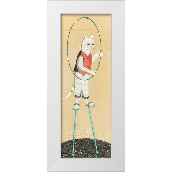 Verhoeven, Judy 8x14 White Modern Wood Framed Museum Art Print Titled - Cat on Stilts