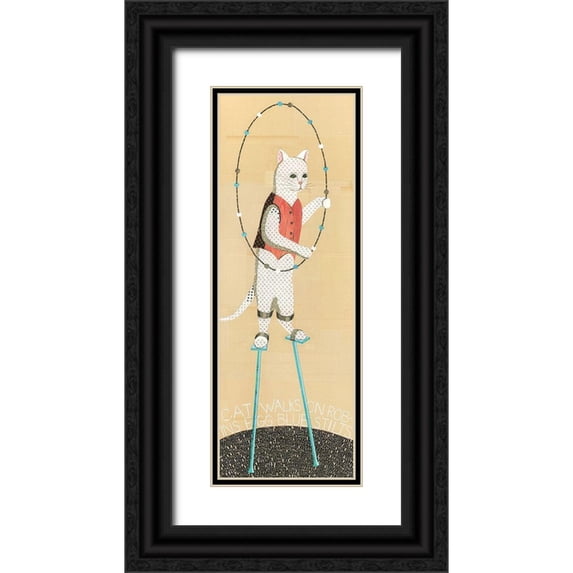 Verhoeven, Judy 9x18 Black Ornate Wood Framed with Double Matting Museum Art Print Titled - Cat on Stilts
