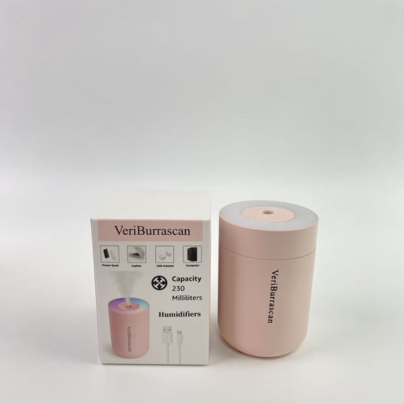 VeriBurrascan Humidifiers,230ML Humidifier for Bedroom, Air Humidifier for Home, Plant Humidifiers Indoor Small with LED Colorful Gradient Light (Pink)