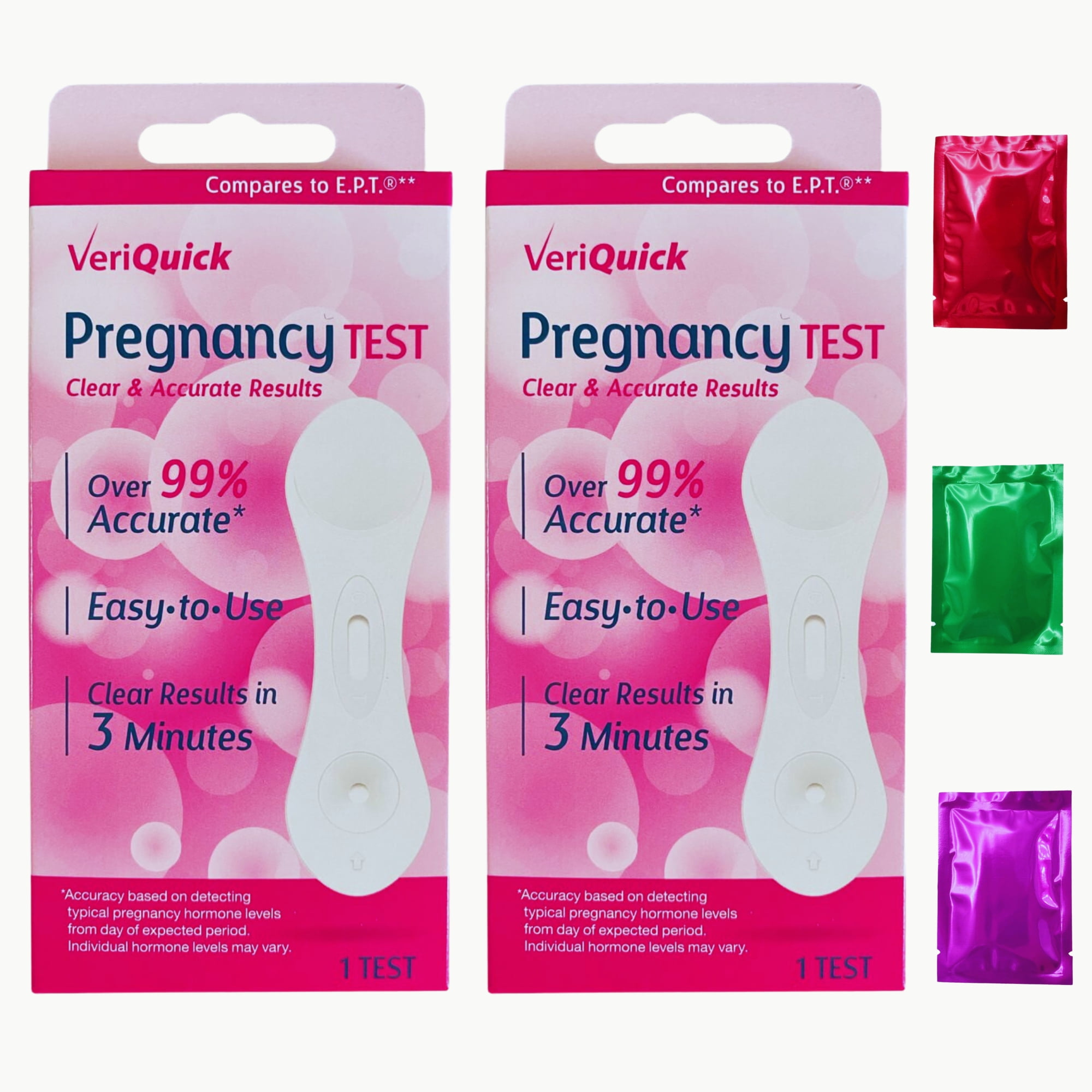 VeriQuick Pregnancy Test Kit, Fast Reliable Convenient Over 99% Accuracy,  3-Minute Results (Pack of 2) with Bonus Snoep in Beperkte Oplage -  Walmart.com