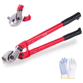 Cable Cutters 18 inch, Heavy-Duty Cable Cutter, Chrome vanadium steel, Hardness 62 HRC, Suitable for cutting thick copper and aluminum core cables, Red