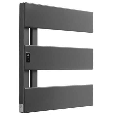 Verida Towel Warmer Rack, Support Hardwired and Plug-in, Wall-Mounted Electric Towel Heater, with Built-in Timer, Waterproof Aluminum Towel Warmer for Bathroom, LV-3S Gray