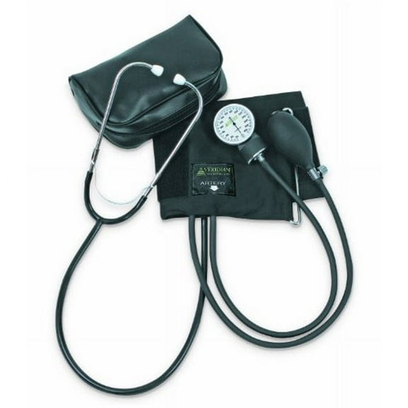 Veridian 01-5501 Self-Taking Home Blood Pressure Kit with Attached Stethoscope, Latex Free, Adult
