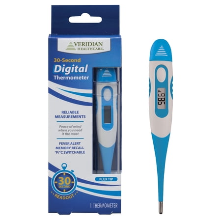 Veridian 30-Second Digital Thermometer | Fahrenheit and Celsius | Flexible Tip
