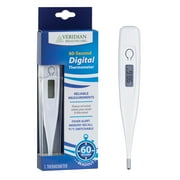 Veridian 60-Second Digital Thermometer | Fever Alert | Clinical Rigid Tip | Case & Probe Covers