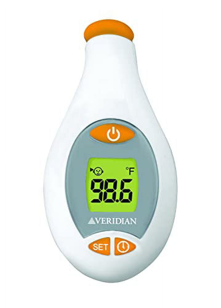 Veridian Healthcare Deluxe Temple Touch Thermometer | for Children & Adults | Accurate 4-Second Readout | No Probe Covers Required | Fahrenheit/Celsius Measurements | Batteries Included; 2 AAA