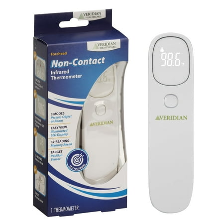 Veridian Infrared Non-Contact Forehead Thermometer, 1-Second Readout, Positioning Sensor