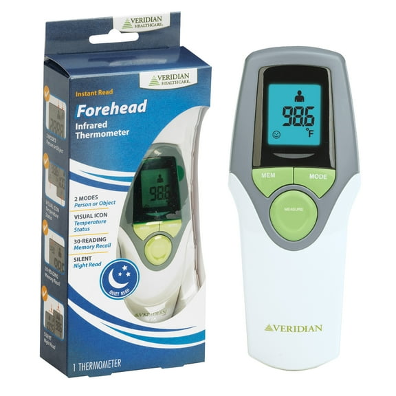 Veridian Healthcare Forehead Infrared Thermometer, 1-Second Readout, Hygienic, Whole Family Care