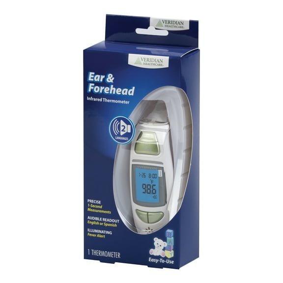 Veridian Infrared Thermometer - Tympanic Ear, Forhead Digital Talking Thermometer, 24 Ct