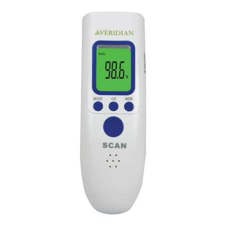 Veridian Infrared Non-Contact Forehead Thermometer, 1-Second Readout, 3-Color Fever Alert Display