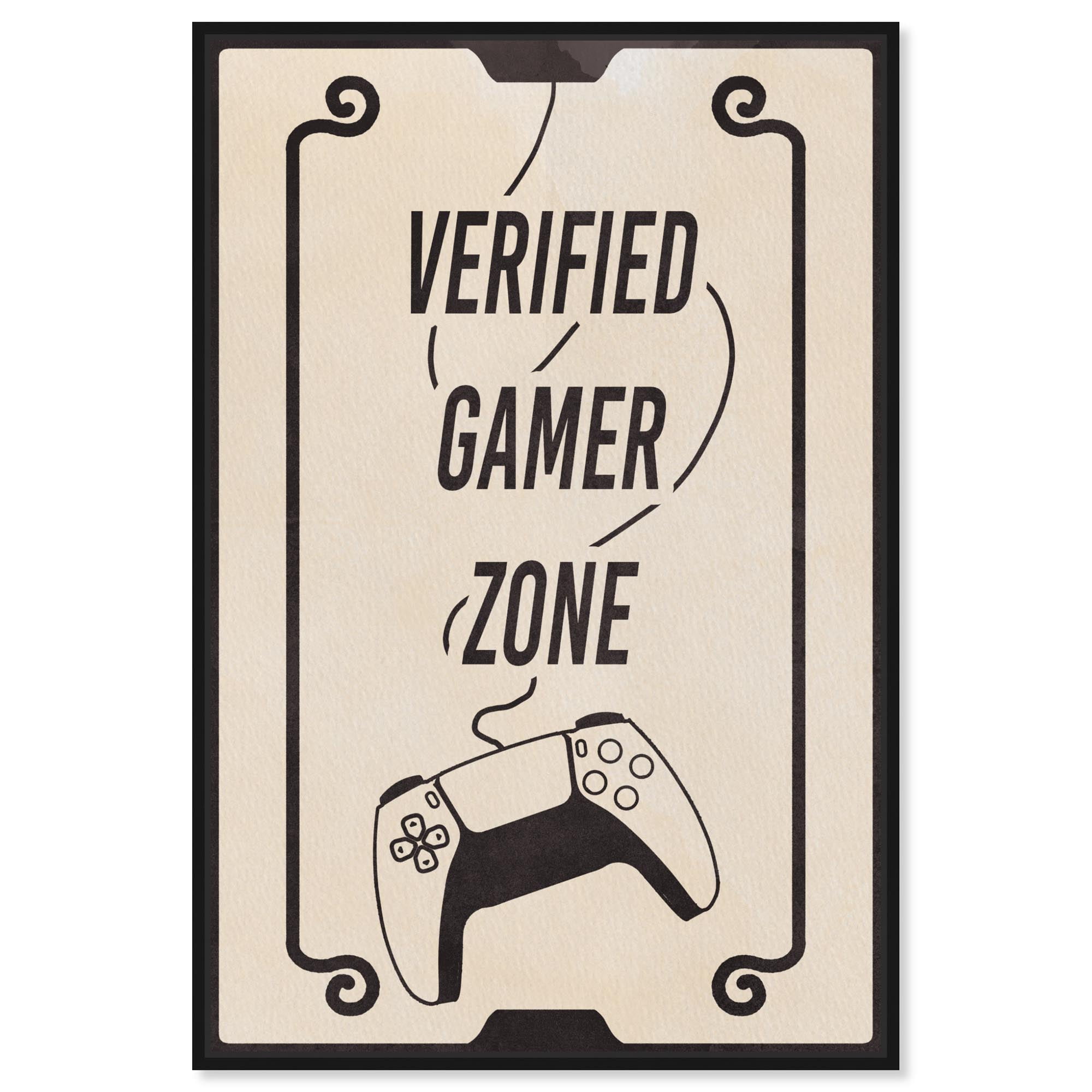 Verified Gamer Zone Beige and Black Canvas Art Print