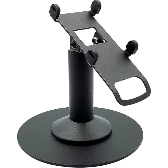 Verifone V400M 7" Freestanding Swivel and Tilt Terminal Stand with Round Plate, Black