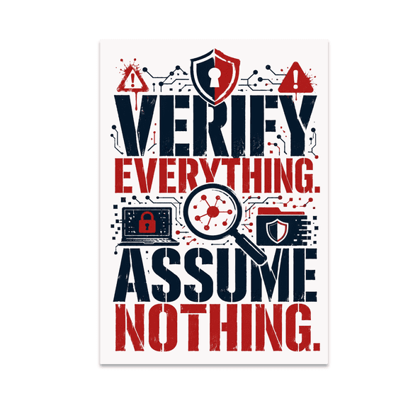 Verify Everything Assume Nothing Wall Art - Cybersecurity Analyst - 13x19 Poster Print