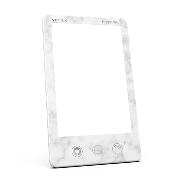 Verilux HappyLight Luxe - Light Therapy Lamp with 10,000 Lux, UV-Free, LED Bright White Light with Adjustable Brightness, Color, Countdown Timer, & Stand - Boost Mood, Sleep, Focus (White Marble)