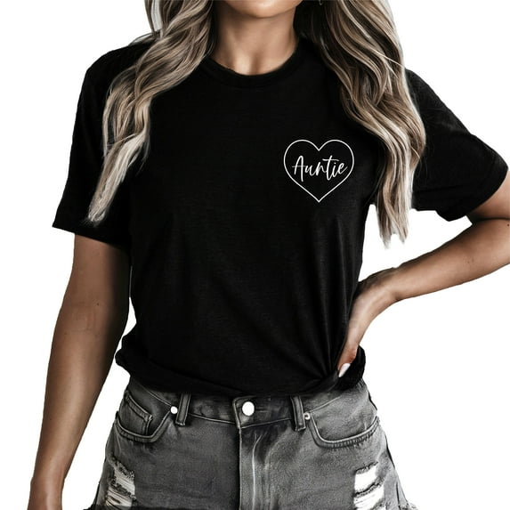 Verita Culture Auntie Heart Pocket Cute Gift for Funny Aunt Cool Womens Sister Graphic Tees