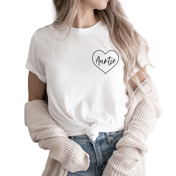 Verita Culture Auntie Heart Pocket Cute Gift for Funny Aunt Cool Womens Sister Graphic Tees