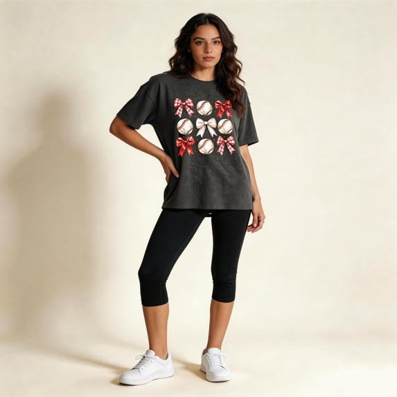 Baseball Mama Ribbon Graphic Tee Women's Short Sleeve Summer Mom T-Shirt Top