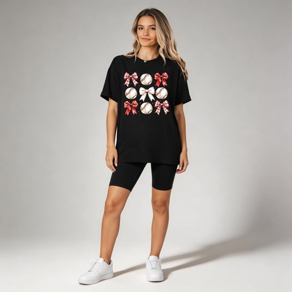 Baseball Mama Ribbon Graphic Tee Women's Short Sleeve Summer Mom T-Shirt Top