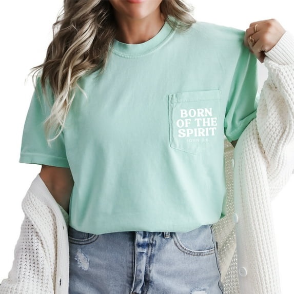 Verita Culture Born Of The Spirit Christian Graphic T Shirt For Women Inspirational Bible Verse Tees Funny Letter Print Short Sleeve Tee Tops