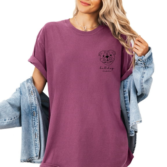 Verita Culture Bulldog Dog Mom Shirt for Women Cute Dog Mama Graphic Short Sleeve Casual Mama Gifts T-Shirt