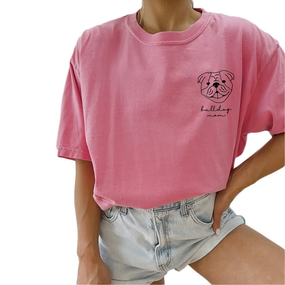 Verita Culture Bulldog Dog Mom Shirt for Women Cute Dog Mama Graphic Short Sleeve Casual Mama Gifts T-Shirt