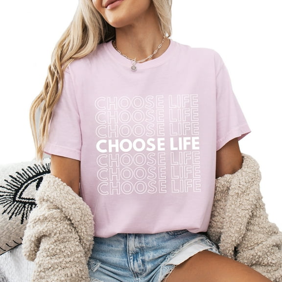 Verita Culture Choose Life Shirts Women Pro-life Inspirational Printed T-Shirt Graphic Tee Casual Short Sleeve Tops