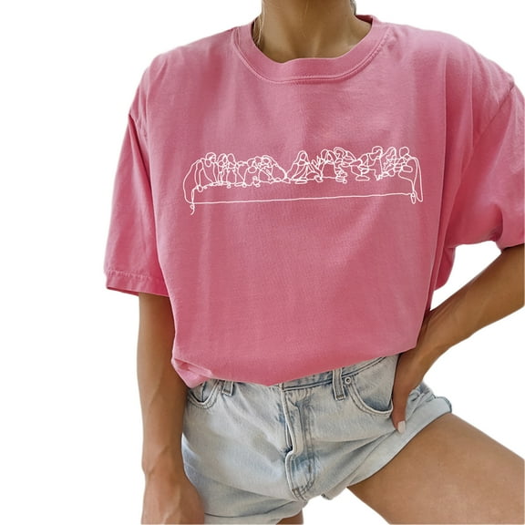 Verita Culture Christian Last Supper Jesus Graphic T Shirt For Women Inspirational Bible Verse Tees Funny Letter Print Short Sleeve Tee Tops