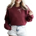 thumbnail image 1 of Verita Culture Cute Ribbon Mama Women's Graphic Crew Neck Long Sleeve Sweatshirt Top, 1 of 4