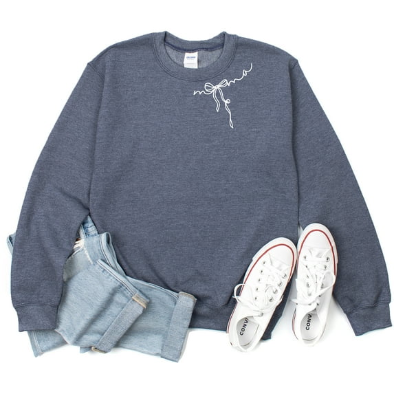 Verita Culture Cute Ribbon Mama Women's Graphic Crew Neck Long Sleeve Sweatshirt Top