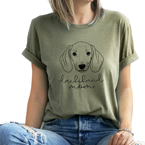 Verita Culture Dachshund Mom Left Side Shirt for Women Cute Dog Mom Graphic Short Sleeve Casual dachshund Gifts T-Shirt