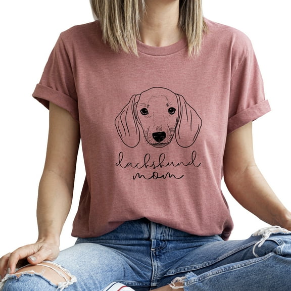 Verita Culture Dachshund Mom Left Side Shirt for Women Cute Dog Mom Graphic Short Sleeve Casual dachshund Gifts T-Shirt