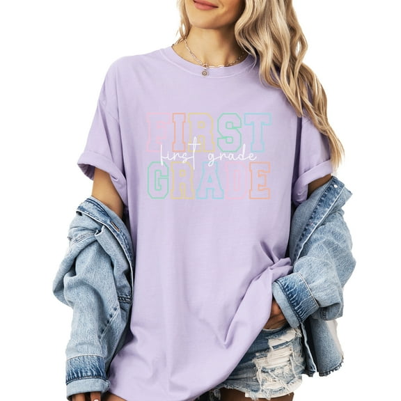 Verita Culture First Grade Teacher Summer Graphic Tees For Women’s Short Sleeve T-Shirts