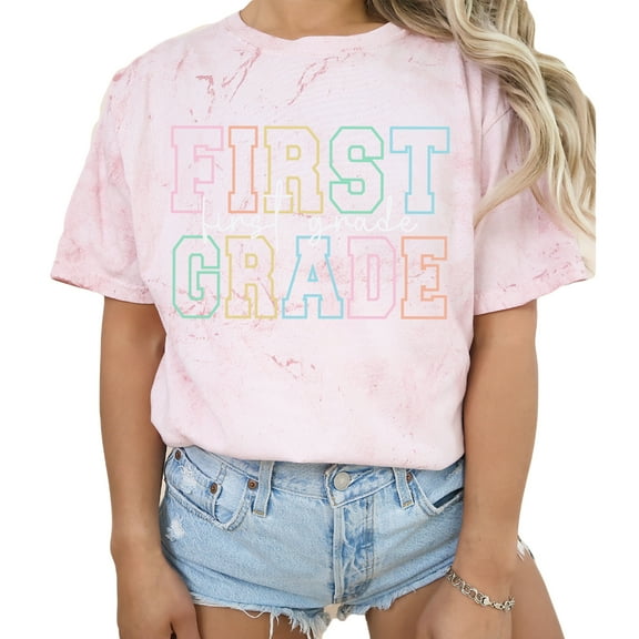 Verita Culture First Grade Teacher Summer Graphic Tees For Women’s Short Sleeve T-Shirts