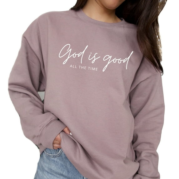 Verita Culture God Is Good Christian Women's Graphic Crew Neck Long Sleeve Sweatshirt Top