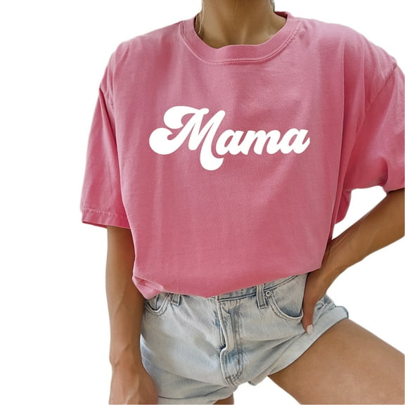 Verita Culture Groovy Mama Summer Graphic Tees For Women’s Short Sleeve Mom T-Shirts,Funny Mom Shirt Short Sleeve Graphic Mom T-Shirts