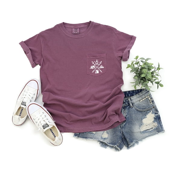 Verita Culture Happy Camper Women's Nature Camping Mountain Hiking Lovers Shirt Adventure Wild Outdoor Graphic Tees Tops