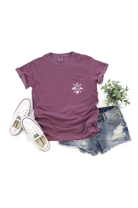 Happy Camper Women's Nature Camping Mountain Hiking Lovers Shirt Adventure Wild Outdoor Graphic Tees Tops